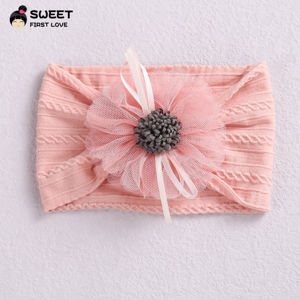 Wholesale Nylon Mesh Tassel Sunflower Baby Headband